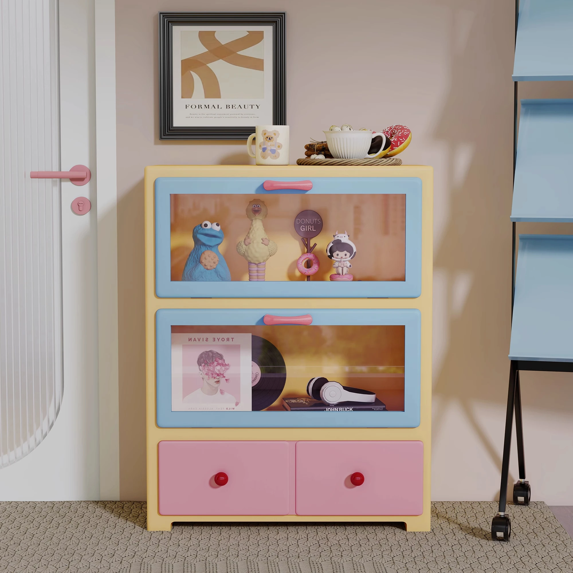 

-*Color chest, bedroom storage, modern display cabinet, dust-proof glass