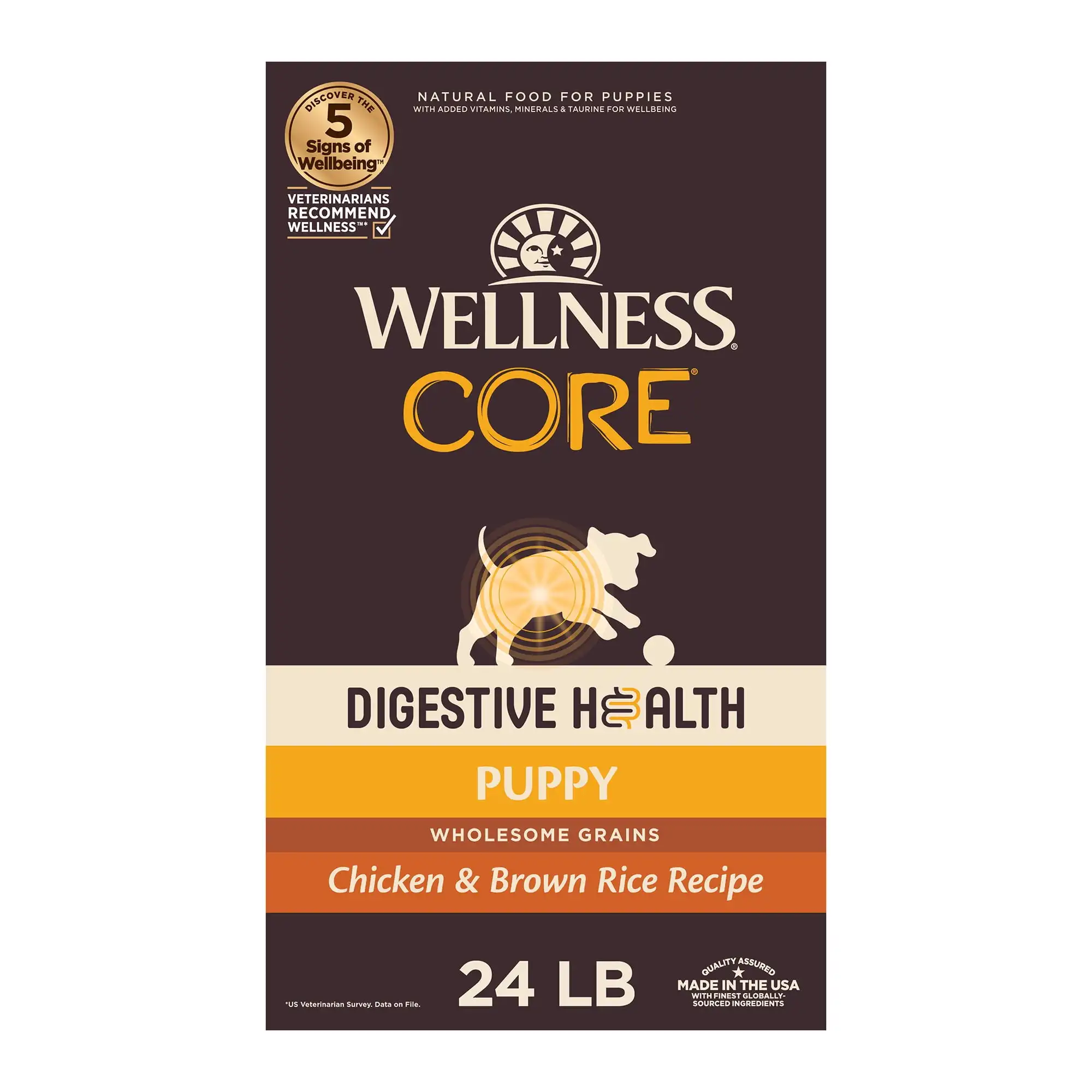 

Wellness Core Digestive Health Зернистый сухой корм для собак, рецепт щенков с курицей, пакет 24-фунтов