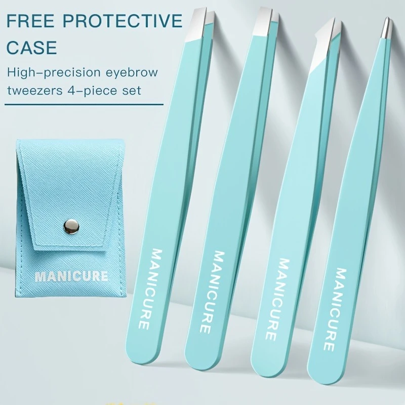 Pinça de sobrancelha profissional de aço inoxidável, remoção precisa de pelos faciais e corporais, adequada para barbas, aparar sobrancelhas