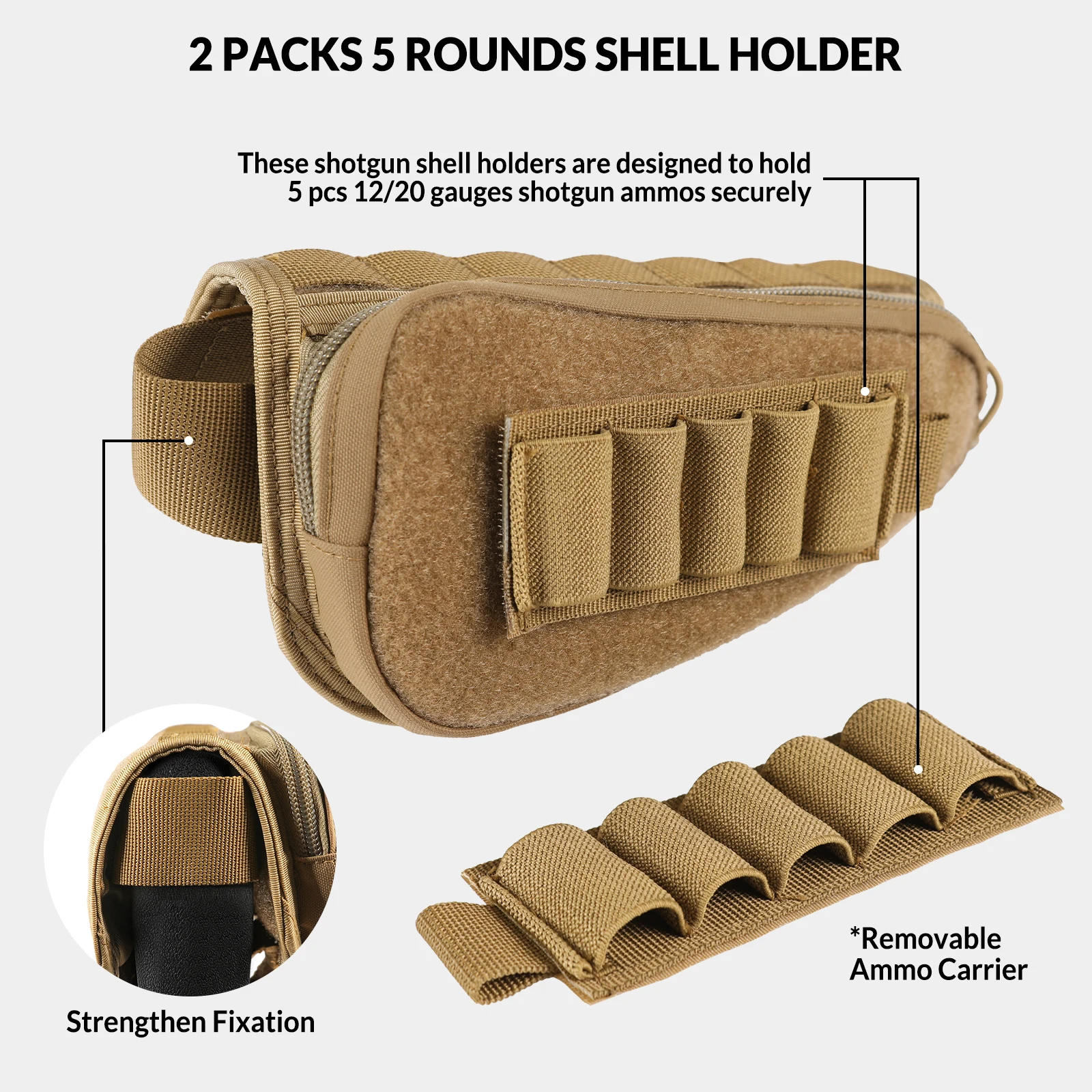 VOTAGOO Tactical Gunstock Pouch Buttstock Shotgun Rifle Shell Holder for Cheek Rest Ammo Holder Pouch view 5