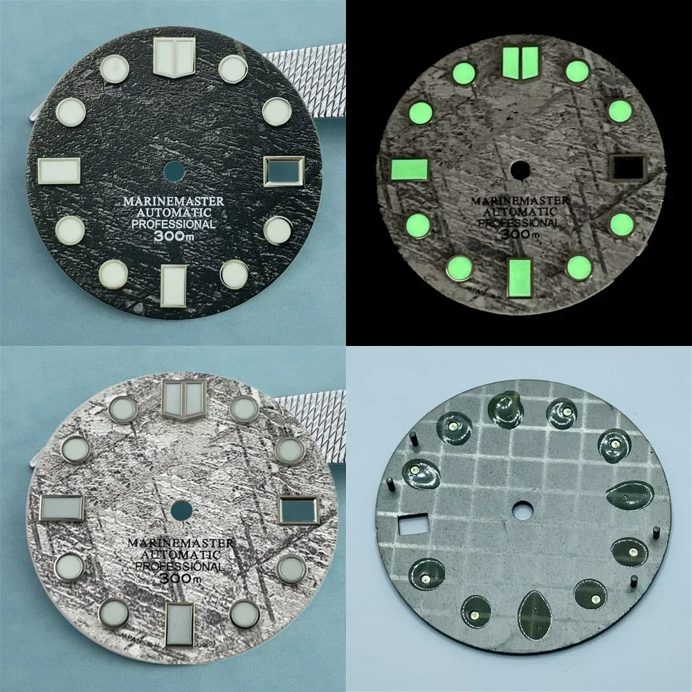 Yuanzu Modified Dial NH35 Movement Meteorite Pattern Dials Suitable fit SK007/SUB Diving 300m C3 Green luminous NH35 S Dial