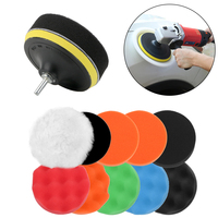 12pcs/set Sponge Car Polisher Waxing Pads Buffing Kit Car Polishing Pad Paint Care Buffer Drill Wheel Polisher Accessories