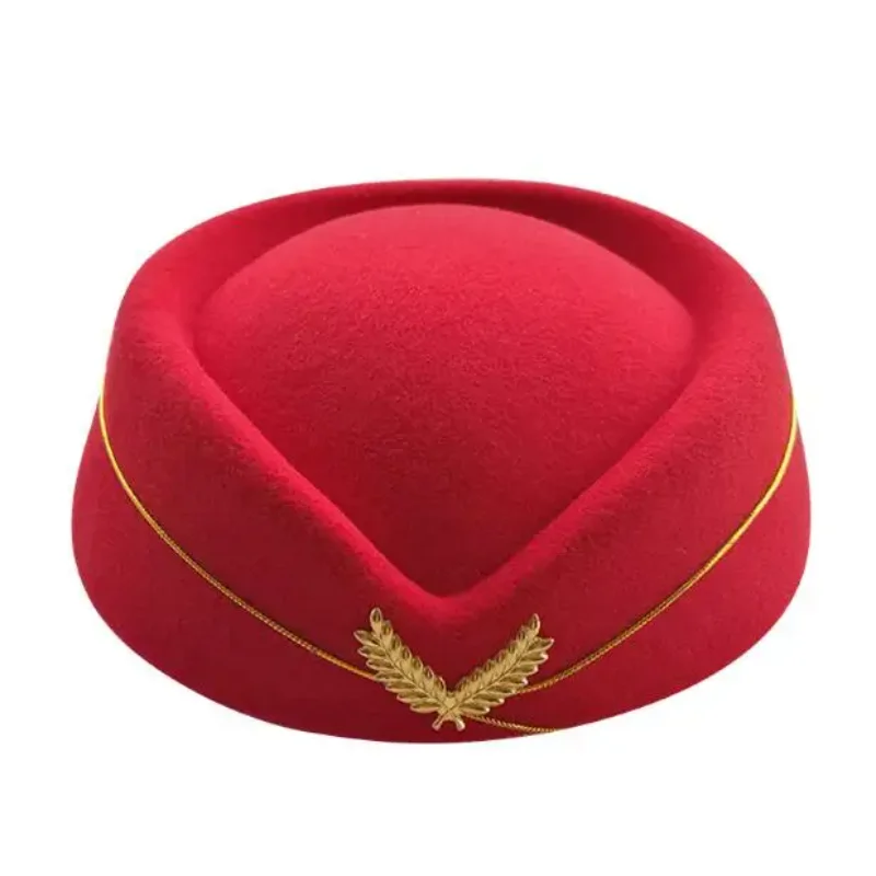 Flight Attendant Hat Stewardess Cap Women Fedors Winter Airline Work Perform