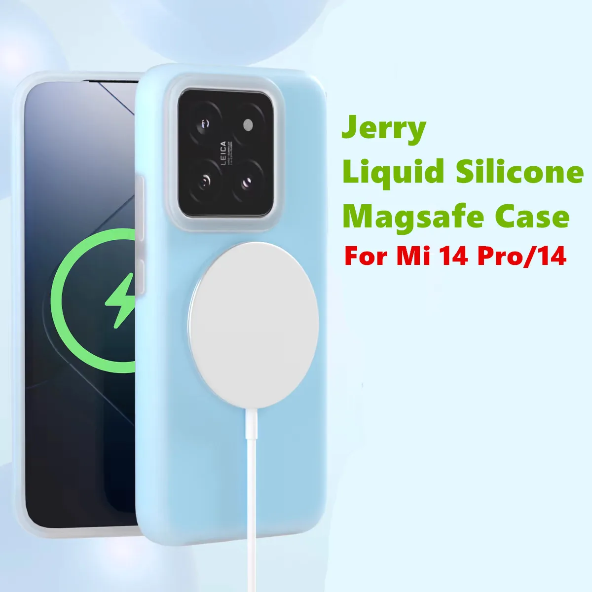 

Genuine Liquid Silicone Jelly Military Magsafe Case For Xiaomi Mi 14 Pro Mi14 Magnetic Wireless Silky Touch Armor Back Cover