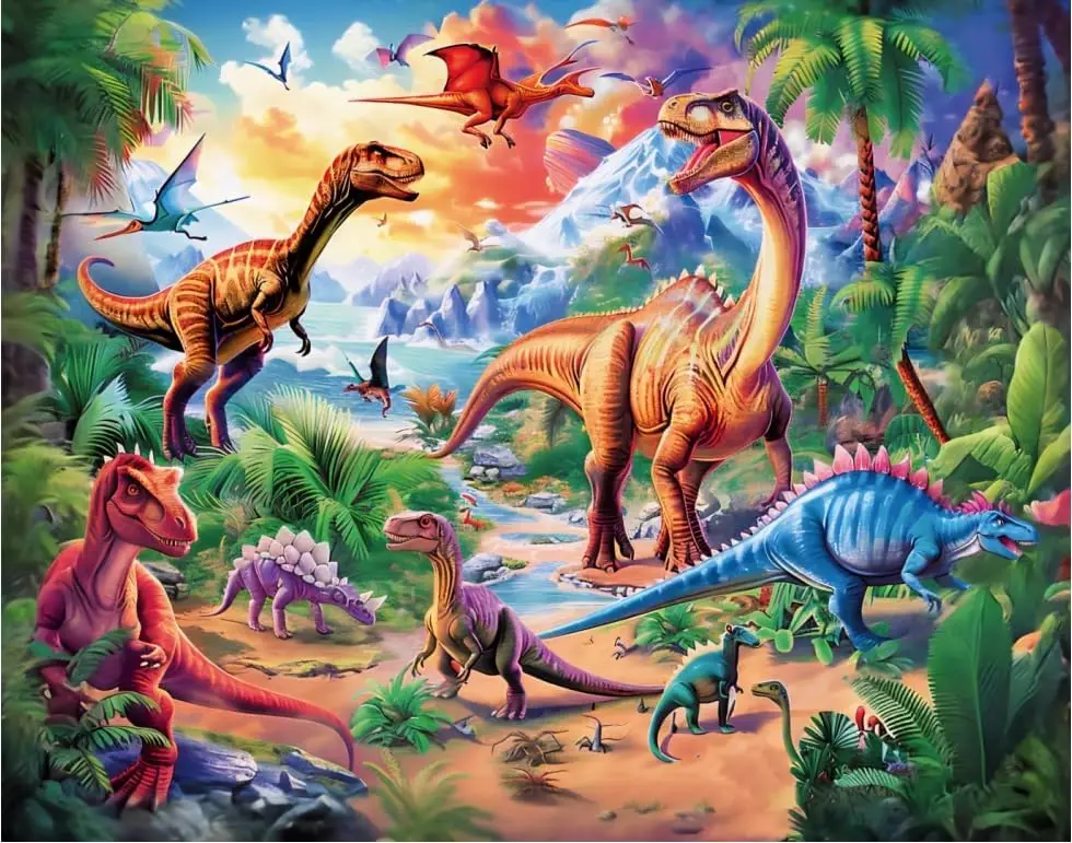

520/500/300 Pieces Wooden Puzzle for Large Piece Dinosaur Jigsaw Puzzles for Challenging Family Activity Games Party Gift