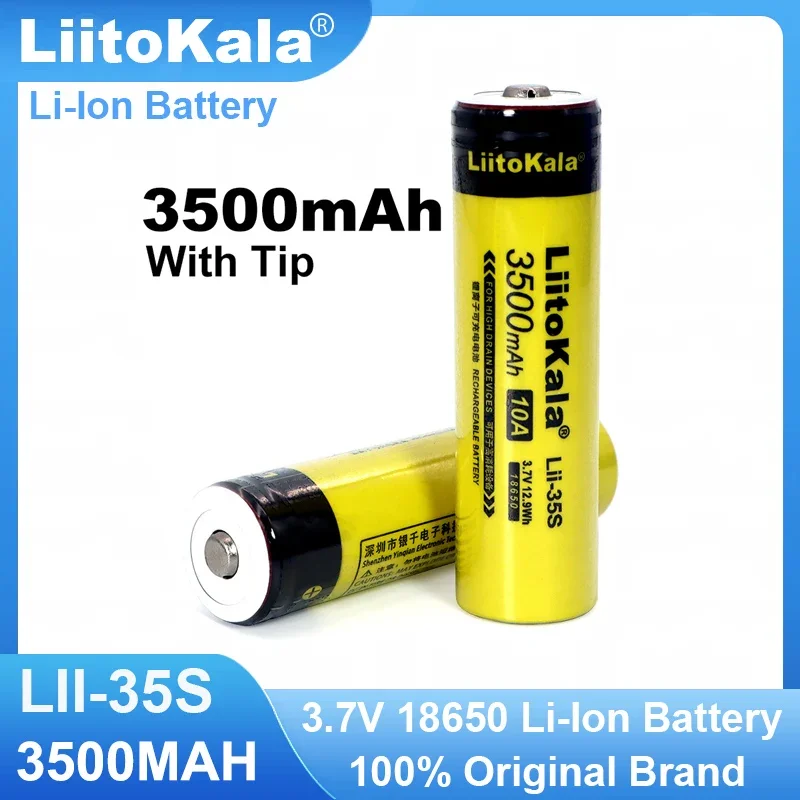 New LiitoKala Lii-35S 18650 3.7V 3500mAh Rechargeable Lithium Battery for LED Flashlight Batteries DIY Pointed