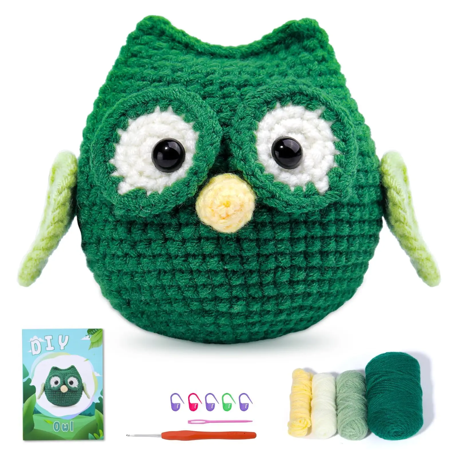 Owl Crochet Animal Kit, Crochet Kit for Beginners, Crochet Kit for Adults with Step-by-Step Video Tutorials, Yarn, Crochet Hook