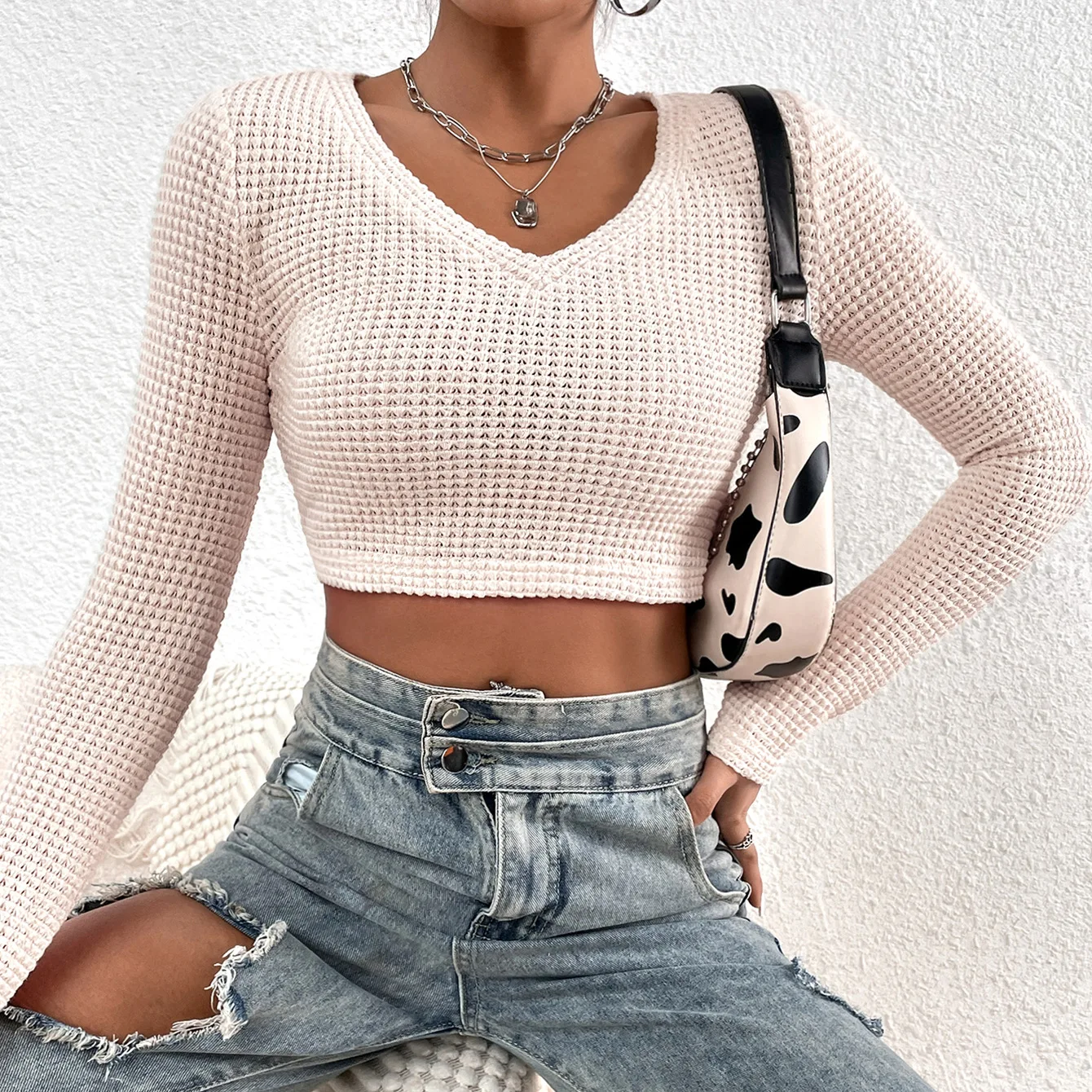 

Sexy Hollow Out Bare Midriff Knitted Short T Shirt Women Long Sleeves Bottoming Shirt Ladies Tee Shirt Tops Camisetas Mujer