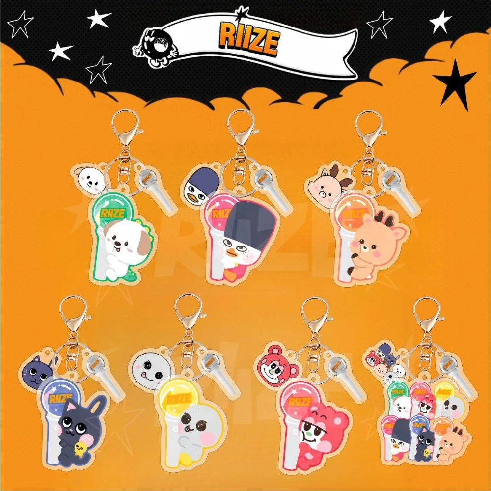 1PCS Kpop RIIZE Cartoon Keychain Keyring SHOTARO EUNSEOK SUNGCHAN WONBIN SOHEE ANTON Doll Acrylic Pendant Backpack Accessories