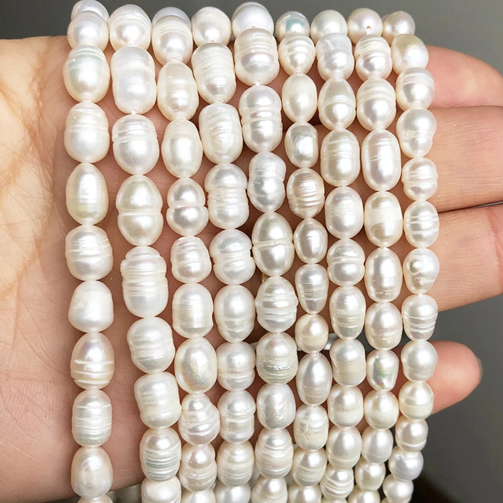 3-5mm High Quality Natural Pearl Egg Shape Punch Loose Beads for Jewelry Charms Making DIY Bracelet Necklace Accessory Findings