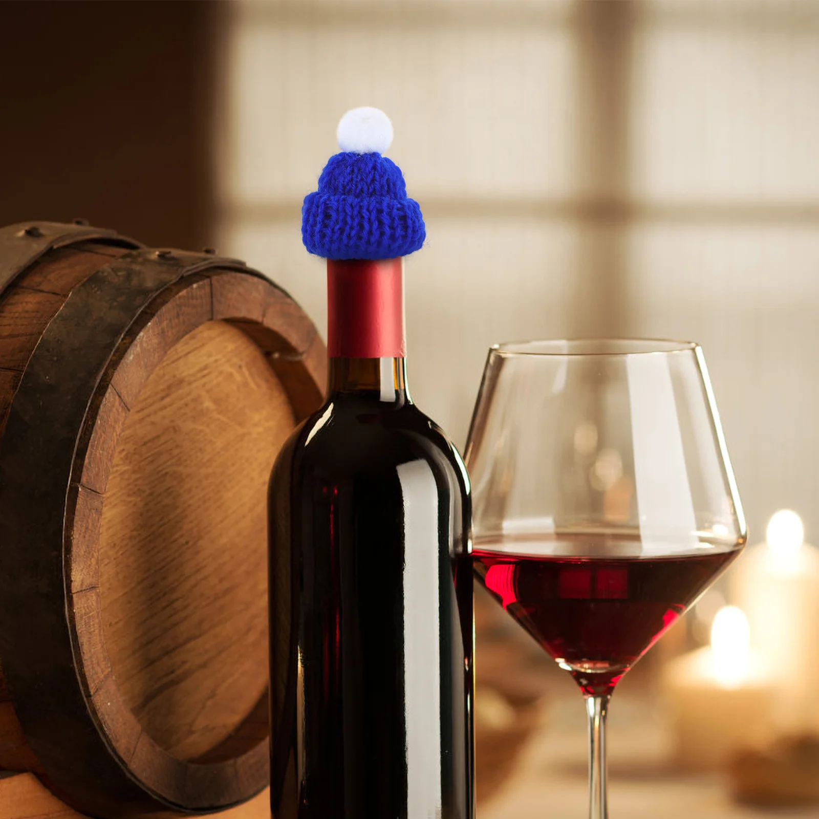 24 pezzi mini cappelli natalizi per maglieria filato di lana morbida piccoli tappi lavorati a maglia per ornamenti artigianali fai da te decorazione dell'albero di Natale bottiglia di vino