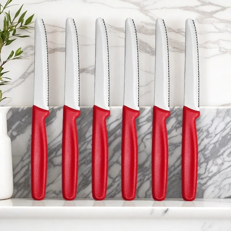 Steak Knives Set of 4/6/8 Stainless Steel Serrated Round Tip Fruit And Vegetable Paring Baking Toast Serrated Bread Knives