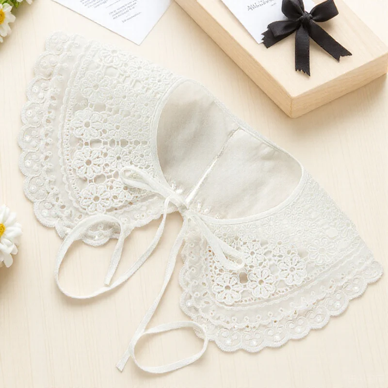 

1pc Embroidery Lace Collar For Women Floral Fake Collar Detachable Blouse Neckline Decor Shawl Clothing Accessory Elegant