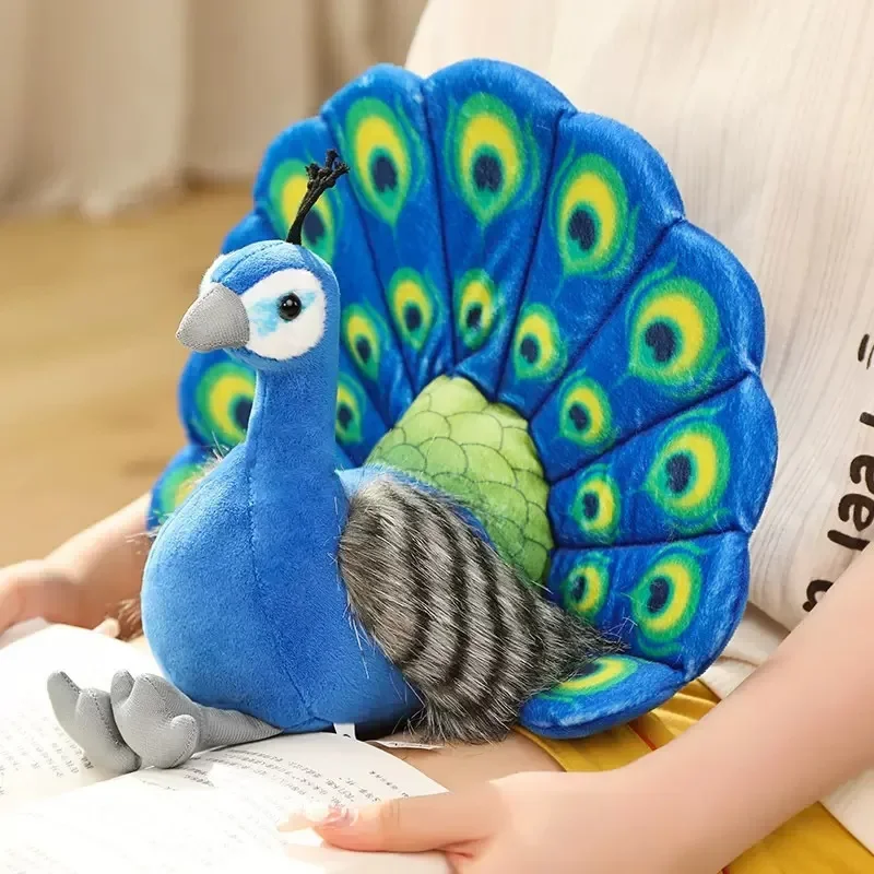 

25*30CM Cute Zoo Souvenirs Peacock Ppen Tail Ornaments Dolls Children's Cognitive Bird Books Teaching Materials Puppet Toys