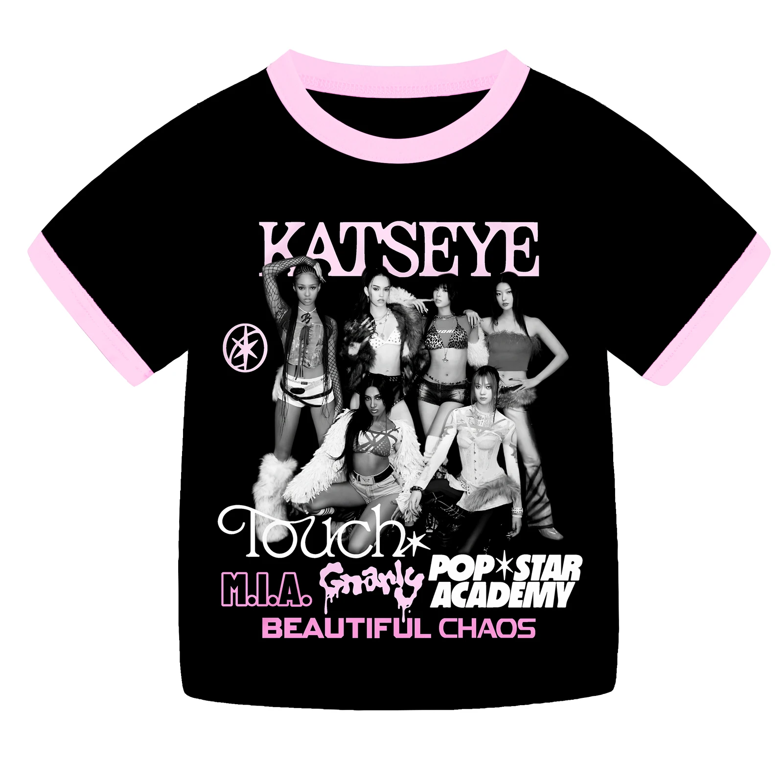 KATSEYE Mädchen-Pyjama-Set, kurzärmelig, Homewear, Nachtwäsche, T-Shirt und Shorts, Schlafanzug, Musik-Pyjama, Pyjama-Set, Alter 6–13 Jahre – Detail 6