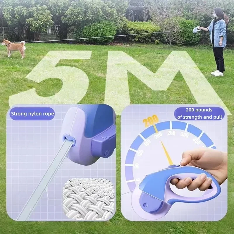 3M/5M قابل للسحب الكلب المقود النايلون طوق بكلاب جرو تسخير تمديد مصباح ليد مقود الحيوانات الأليفة قابل للتعديل الكلب الملحقات قلادة