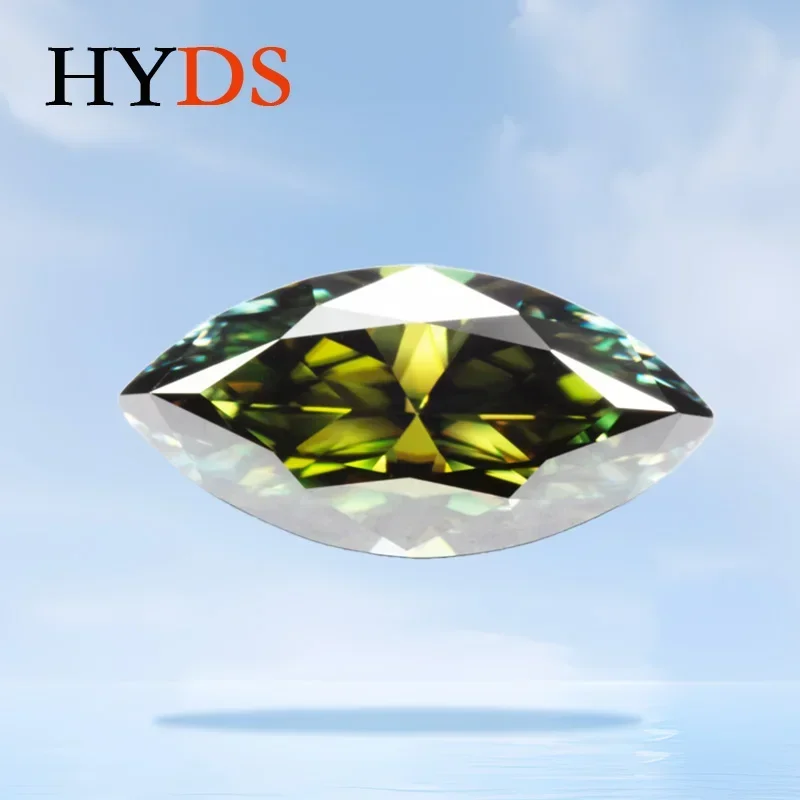 

Moissanite Natural Yellow Green VVS1 Color Marquise Shape Beads for DIY Fashion Jewelry Making Pendant Materials GRA Certificate