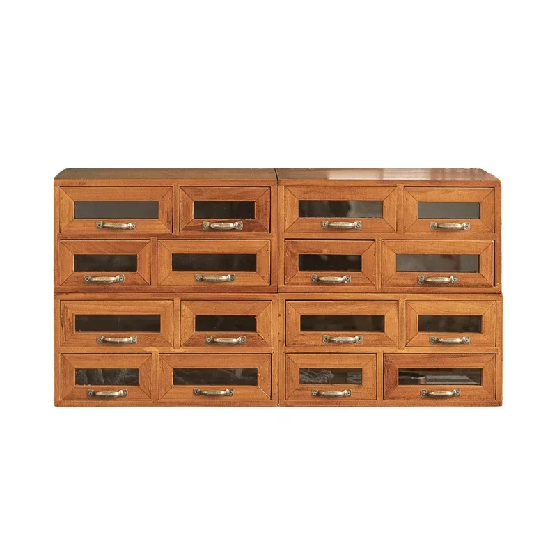 

Easy To Use Retro High-grade Solid Wood Storage Cabinet Desktop Drawer Type Storage Box Cosmetics Multi-layer Shelf Jewelry Box