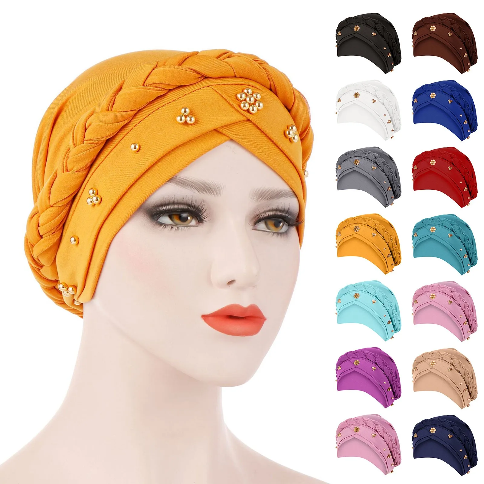 

Head Scarf for Muslim Women Solid Cotton Turban Bonnet Hijab Caps White Pearl Inner Hijabs Femme Musulman Arab Wrap Turbantes