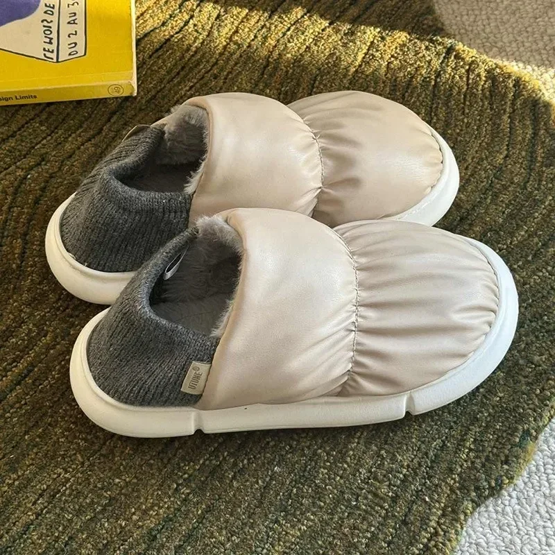 

Men's slippers All Match High Quality Men's winter anti slip warm soft Snow comfortable plush all inclusive Male slippers 겨울슬리퍼