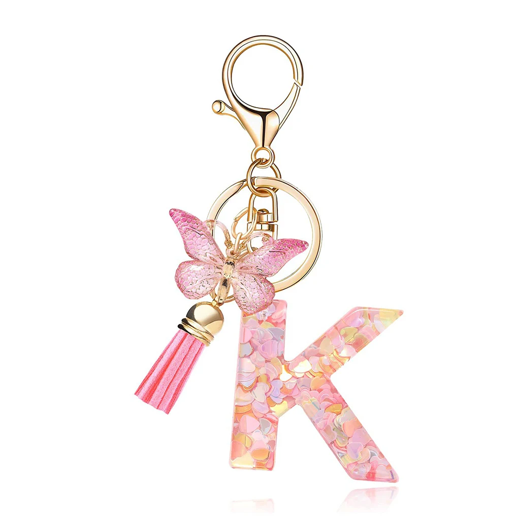 Gym Charm Butterfly Alphabet Ornament For Water Cup Cute Bottle Chain Animal Key Ring Acrylic Tassel F