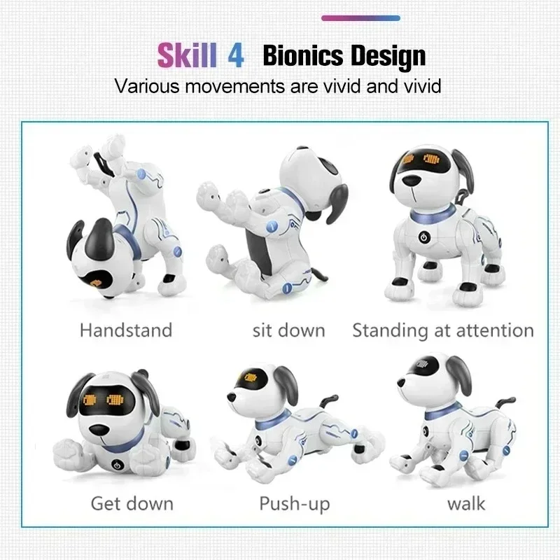 Chien robotique intelligent programmable avec télécommande, animal de compagnie cascadeur, module élevé chantant, jouet électronique phtaltactile, cadeau pour enfants