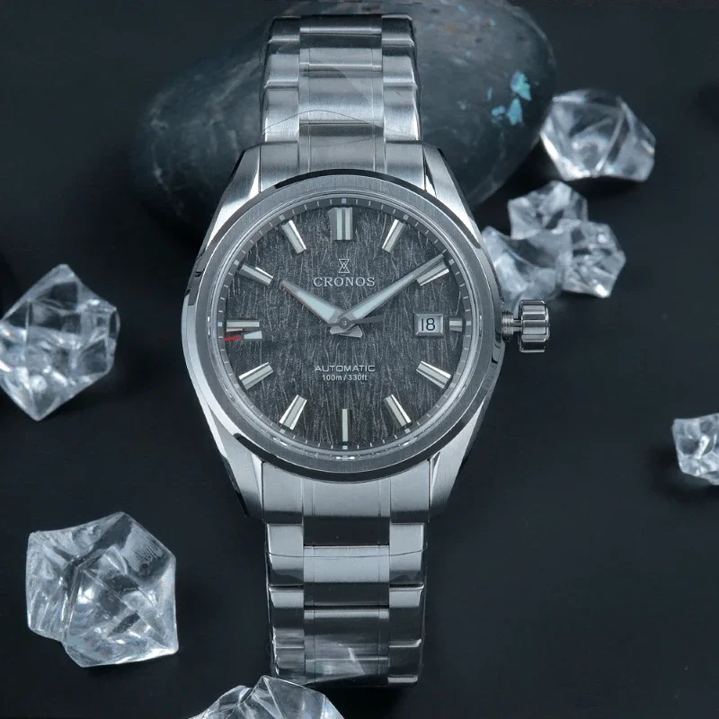 Cronos GS New 39mm Texture Luxury Men Business Dress Watches SW200 Automatic Mechanical Waterproof 100m  Female End Links L6037M