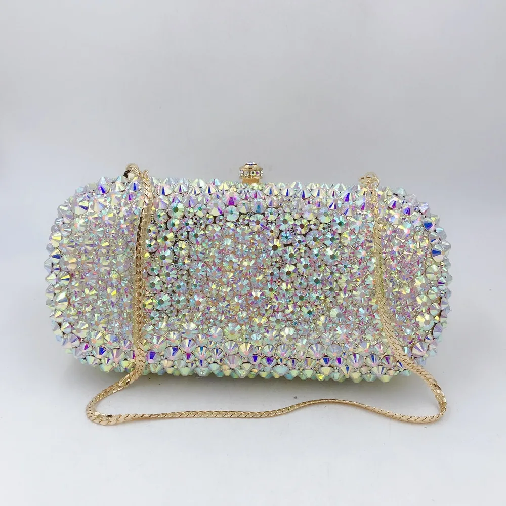 Handmade Inlaid Full Diamond Bag Crystal Stone Dinner Ladies Dress Bridal Clutch Bag Chain Bolsos Elegantes Para Dama Handtasche
