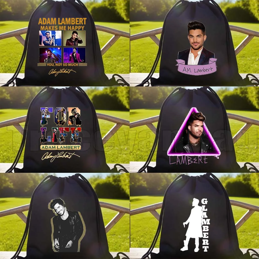 

Adam Lambert Singer Poster Music Fan Cute Gifts Drawstring Bags Soccer Backpack Gym Sackpack String Bag for Running Sports Yoga