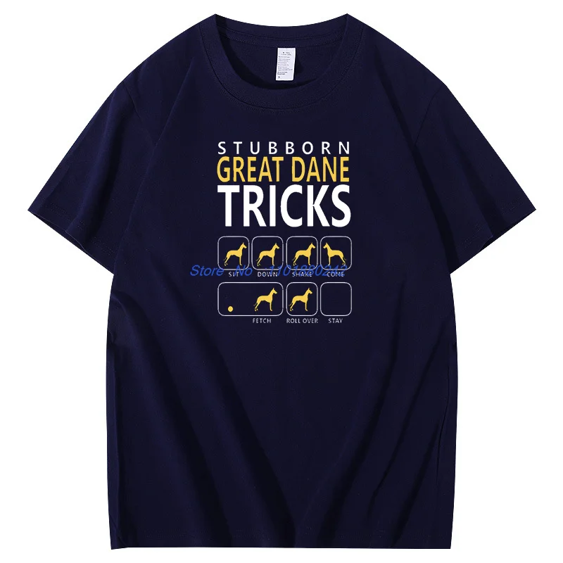 Dog Gift Stubborn Great Dane Tricks Graphic T Shirts Summer Cotton New Shirts And T-Shirts Birthday Gifts T-Shirt Mens Clothes