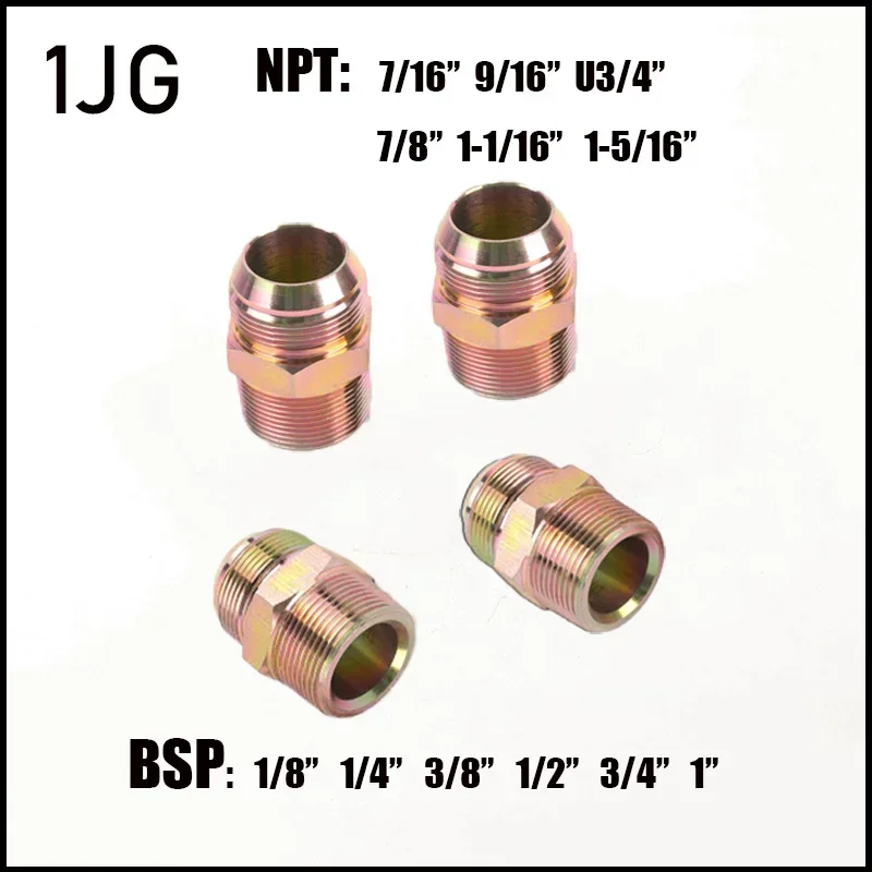 Straight Through Male Connector NPT 7/16 9/16 U3/4 7/8 to BSP 1/8 1/4 3/8 1/2 74° External Cone/British Pipe Fittings Adapter - Image 2