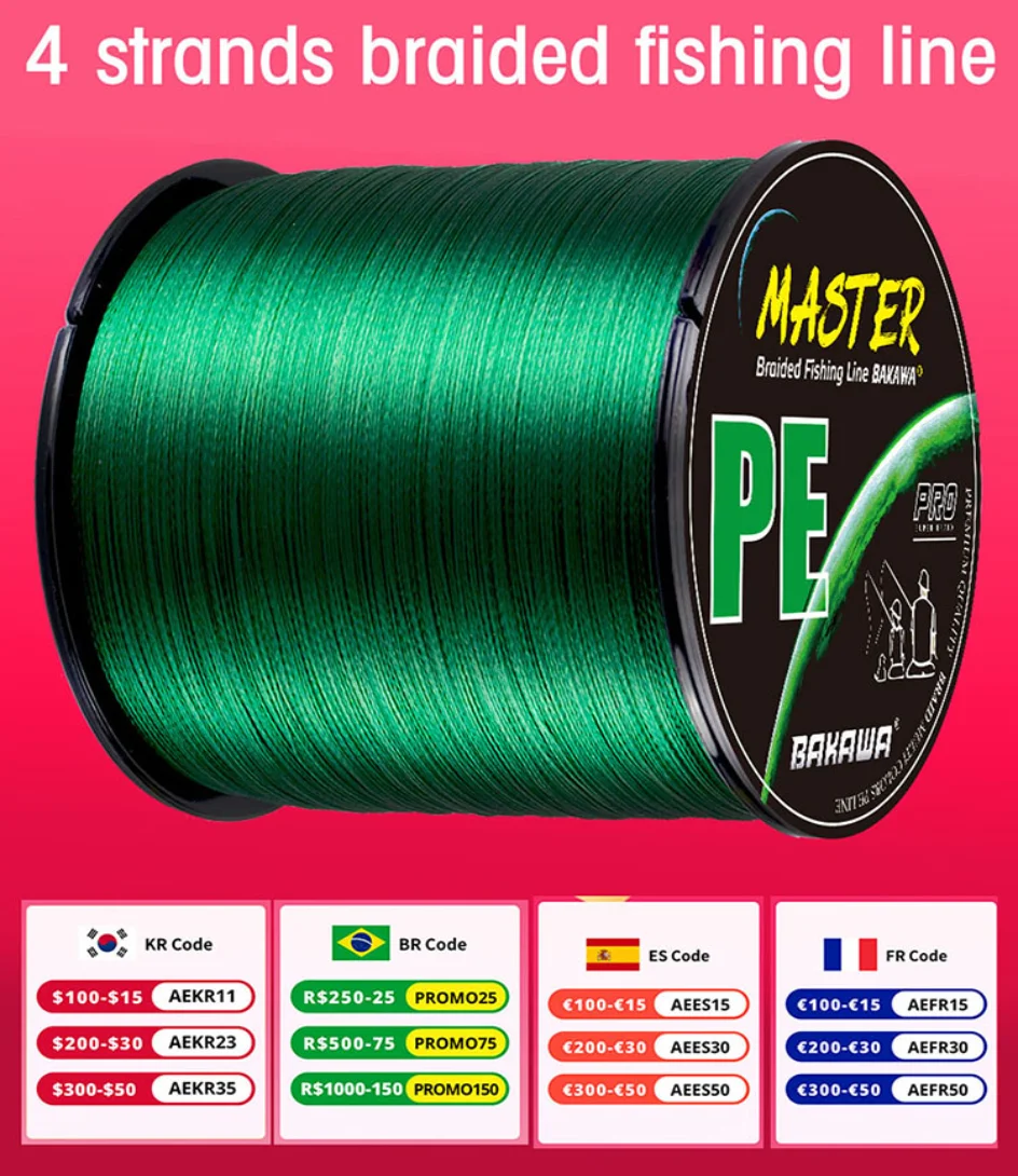 BAKAWA X12 X8 Super Strong 12 Strands 8 Strands Braided Fishing Line 300M 500M Multifilament PE Line Saltwater Fishing Tackle