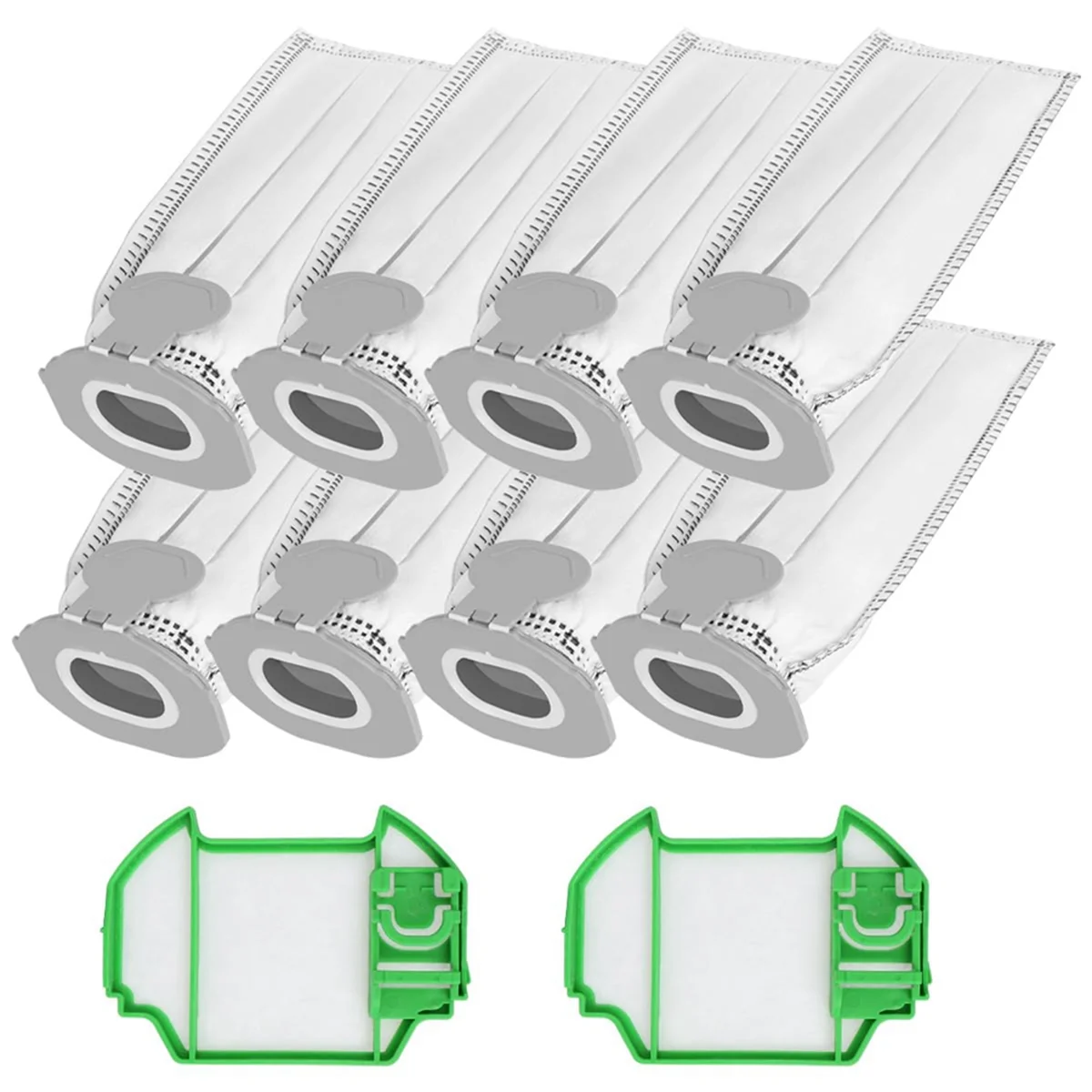 Vacuum Cleaner Bags for Vorwerk Kobold VK7 FP7, 8 Replacement Filter Bags and 2 Filters for Kobold FP7 Cordless Broom