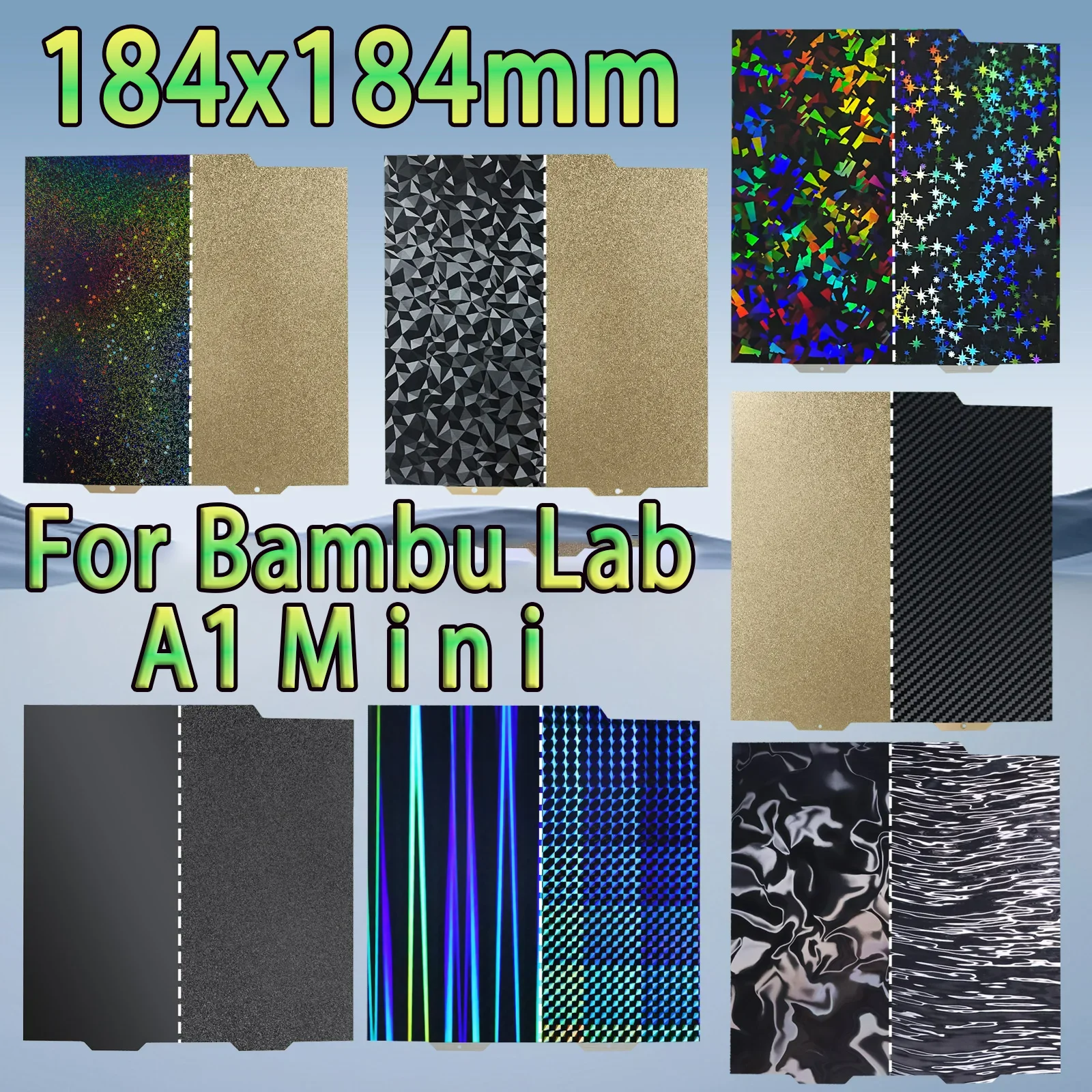 184x184mm BambuLab A1 Mini Build Plate Double Sided HotBed Sheet H1H Plate Spring Steel Sheet Pei Sheet for Bambulab A1 mini