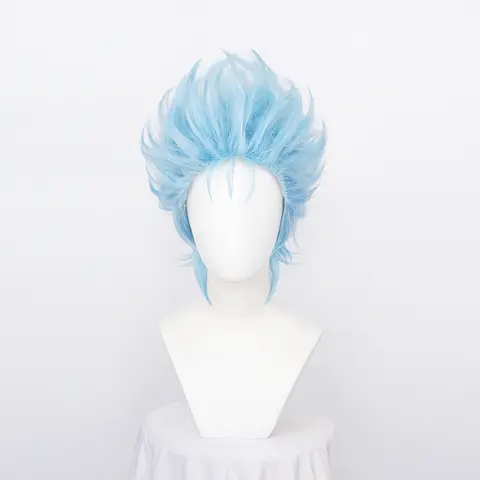 Grimmjow Jeagerjaques 가발 코스프레 짧은 파란색 합성 머리 애니메이션 코스프레 가발 고온 섬유