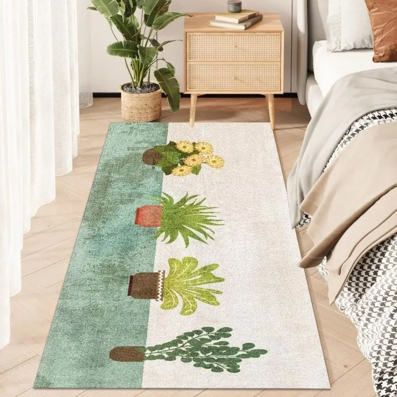 Modern Simple Style Bedroom Bedside Carpets Light Luxury Living Room Rug Plant Pattern Home Decor Lounge Rugs Non Slip Mat ковер