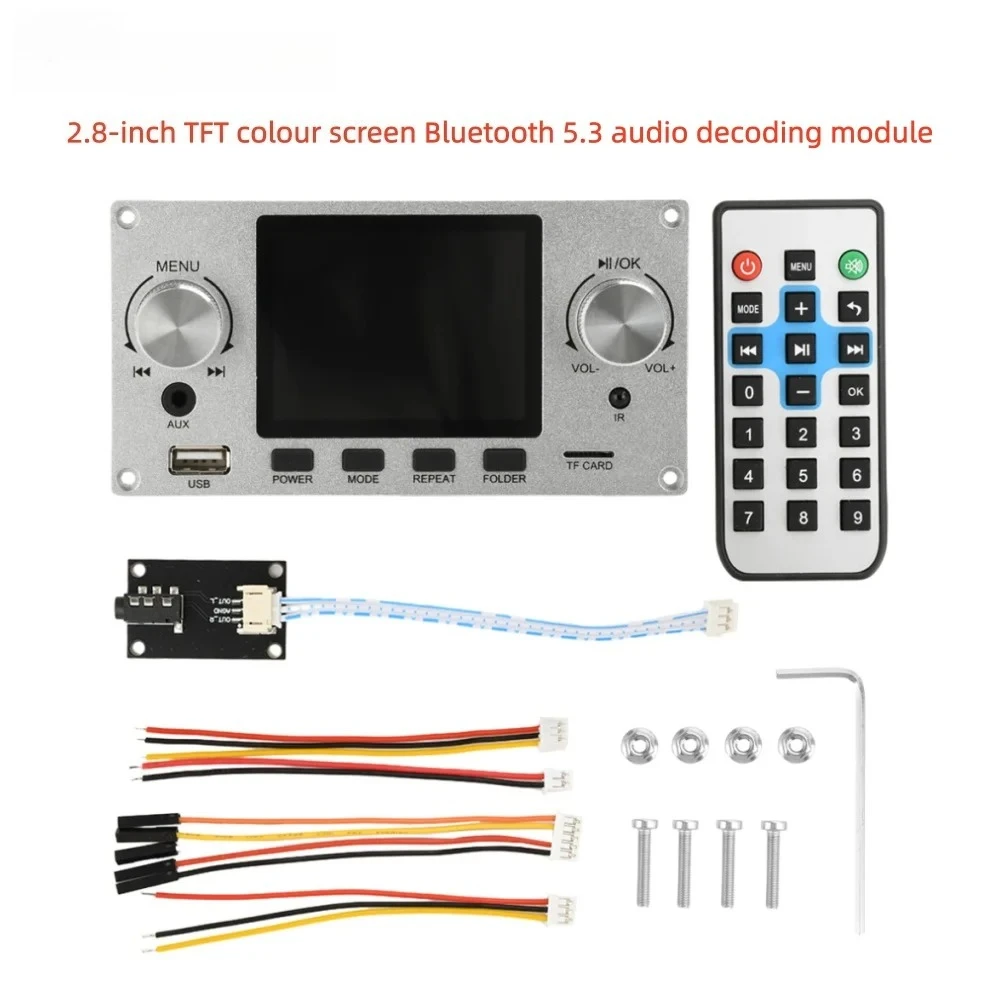 DC 5-12V Bluetooth 5.3 Audio Decoder Board Module 2.8-inch TFT Colour Screen I2S Digital Audio Output Player Dual-channel Output