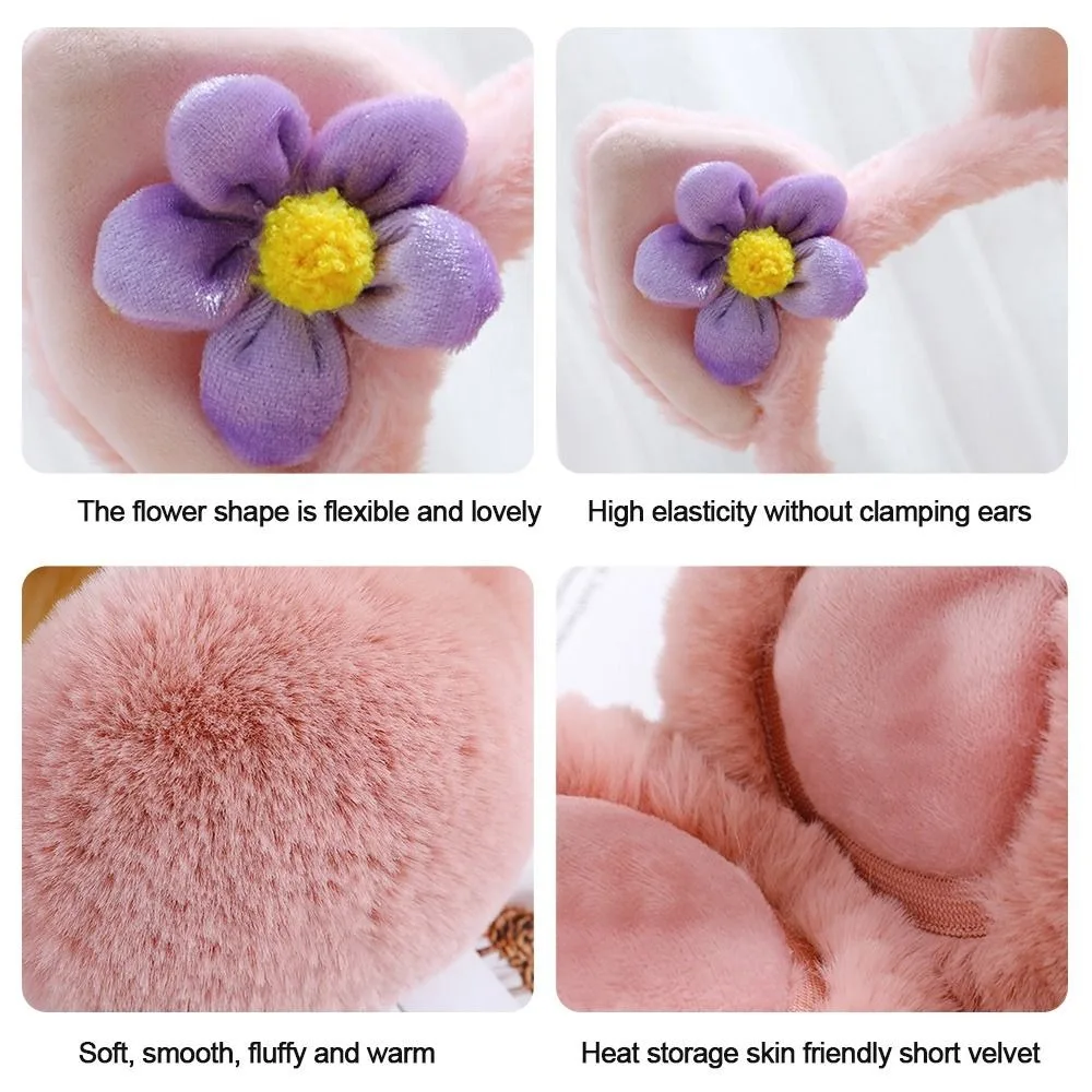 Creative Cute Cartoon Cat Rabbit Ear Warm Earmuffs Plush Soft Folding Earflap Cold Protection Rabbit Ear Ear Cover Women