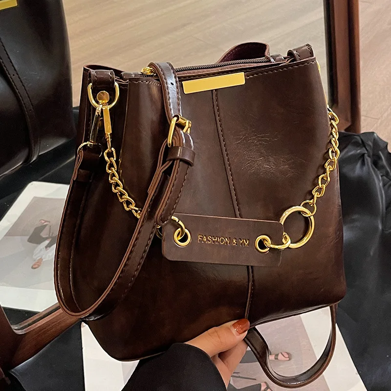 

Women Single-shoulder Crossbody Bag Lady Autumn Winter Bucket Bags High-end Versatile Retro Handbags Luxury Large Capacity Bolsa