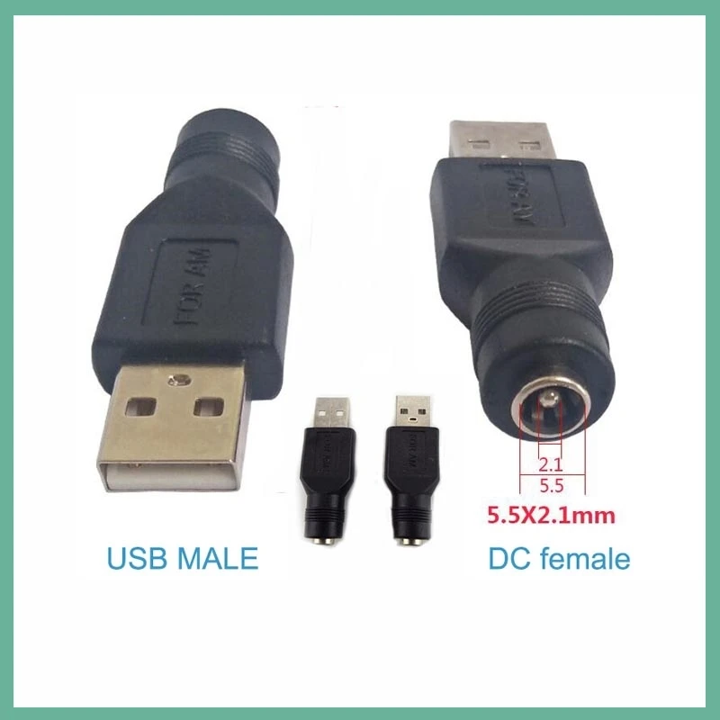 USB Male to 5.5mm x 2.1mm DC Female Power Converter Adapter Connector Charger Adapter Computer Accessories E3