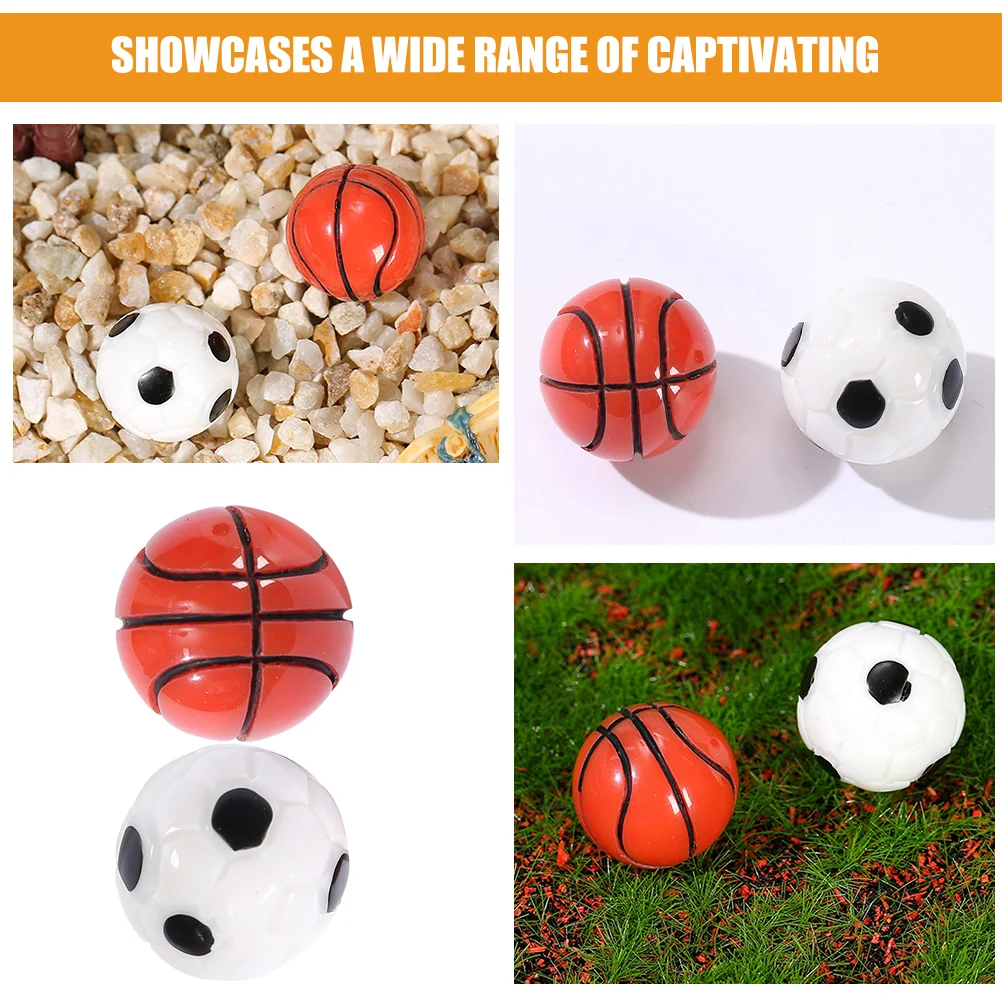 12 Pcs Micro Landscape Ornaments Vivid Mini Footballs Basketball Bonsai Models Miniature Resin DIY Crafts Accessory