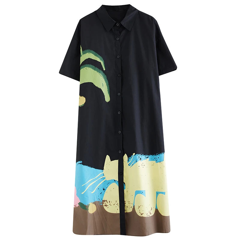 Tannt Vrouwen Jurk Mode Losse Afdrukken Shirt Jurken Kleuraanpassing Casual Lange Zomer Shirts Jurken 2025 Nieuw