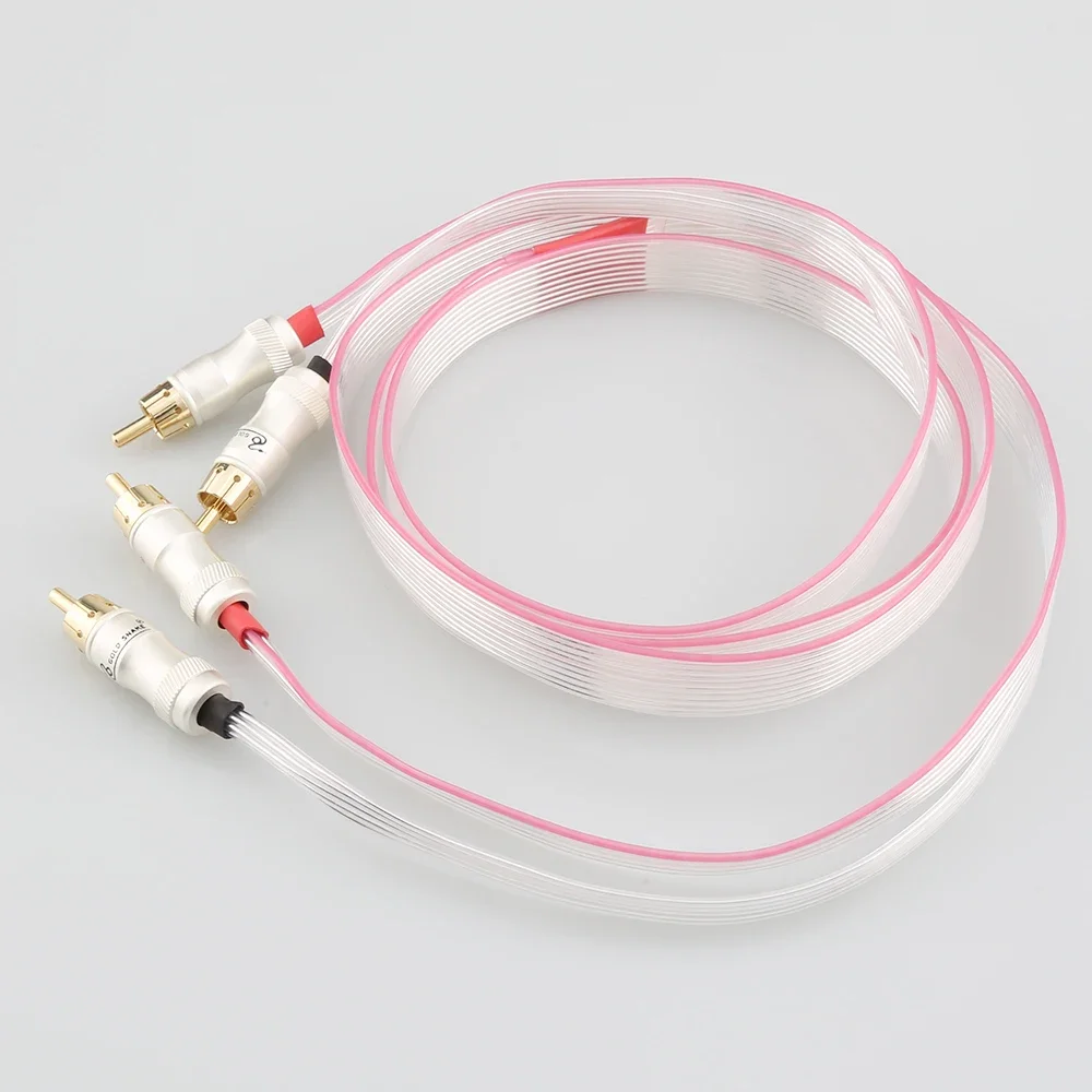 Cabo de sinal plano banhado a prata Heven OCC branco HiFi com cabo de interconexão RCA banhado a ouro para Nordost