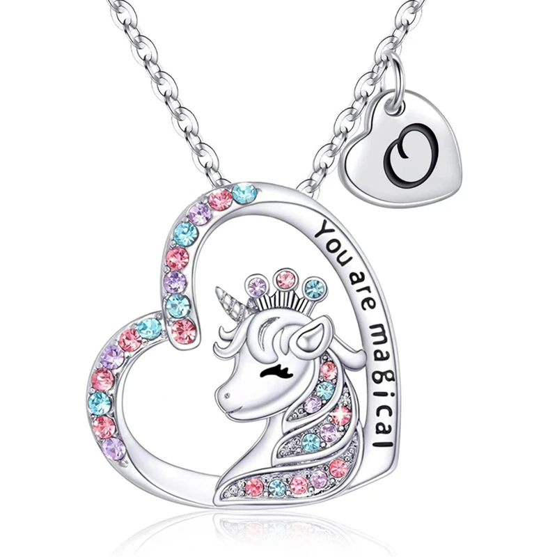 Einhorn-Halskette mit Anfangsbuchstaben „You Are Magical Horse“-Anhänger-Halsketten für Mädchen, Geburtstagsgeschenke
