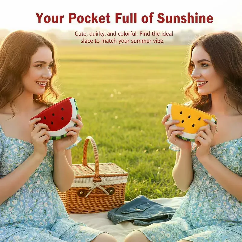 Funny Soft Watermelon Coin Purse Cute Zipper Fruit Wallet Earphone Storage Keychain Charm Cartoon Mini Card Bag Children
