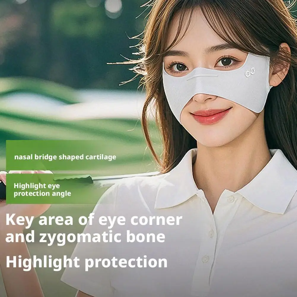 New Ice Silk Sunscreen Face  Mask Breathable Sunscreen Face Scarf  Anti UV Eye Protection Mask  Running Golf Face Masks Riding image 3