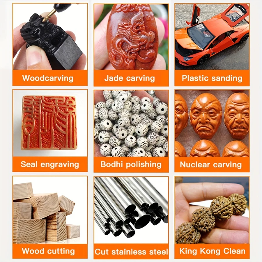 JANGKLIFE Multi-Accessory Grinding Needle Set Needle Tip Carving, Engraving, Polishing for Carving  Grinding Kit Electric Drill