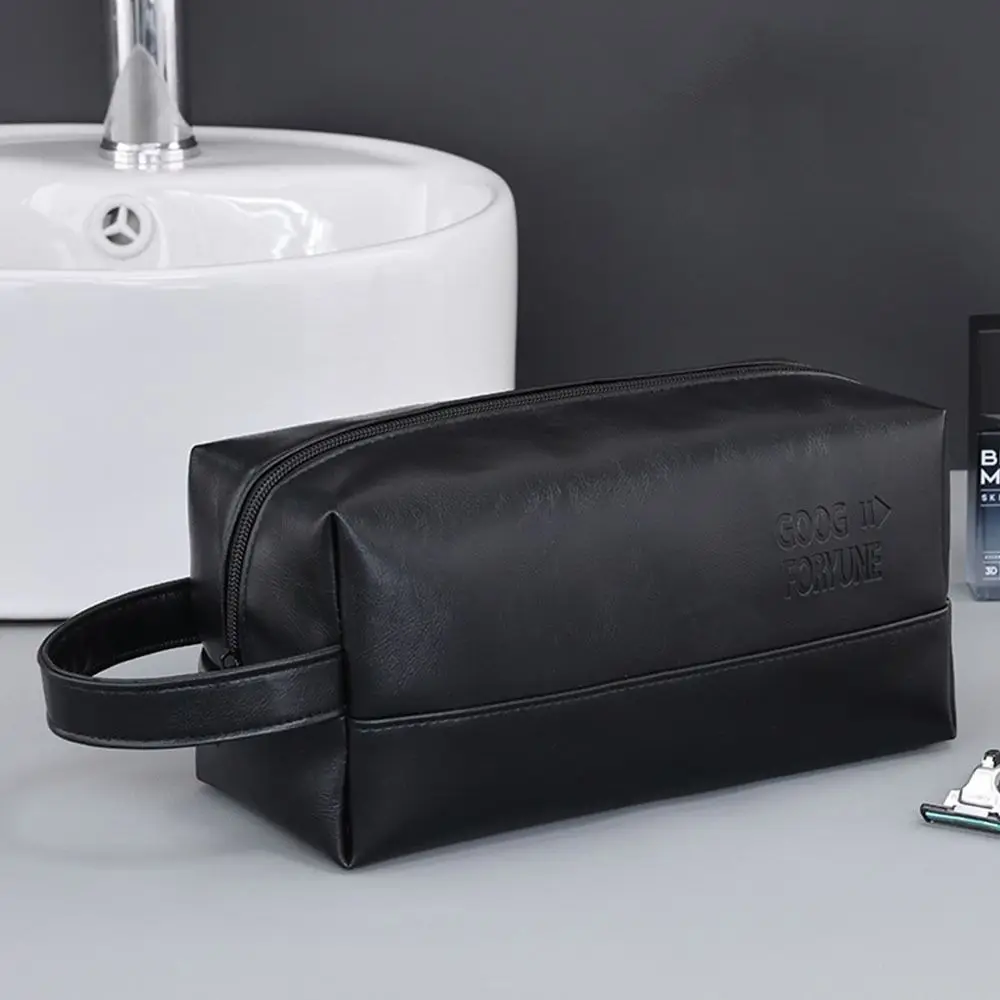 

Waterproof Men Wash Toiletry Bag Multi Pocket Handheld PU Makeup Pouch Large Capacity Zipper Business Cosmetic Bag Travel