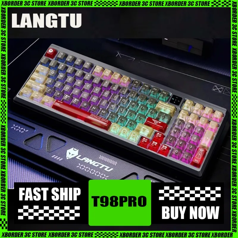

LANGTU T98PRO Mechanical Keyboard 3 Mode Hot Swappable 10000mAh Battery High Transparency Shaft Body Fog Transparent Keycap