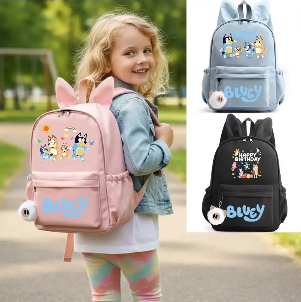 

Рюкзак Bluey с ушками кролика - повседневный дорожный рюкзак для мальчиков, девочек, подростков и детей - подарок на день рождения/праздник